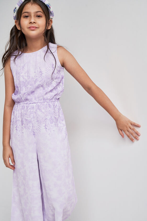 Lilac Floral Flared Jump Suit, Lilac, image 4