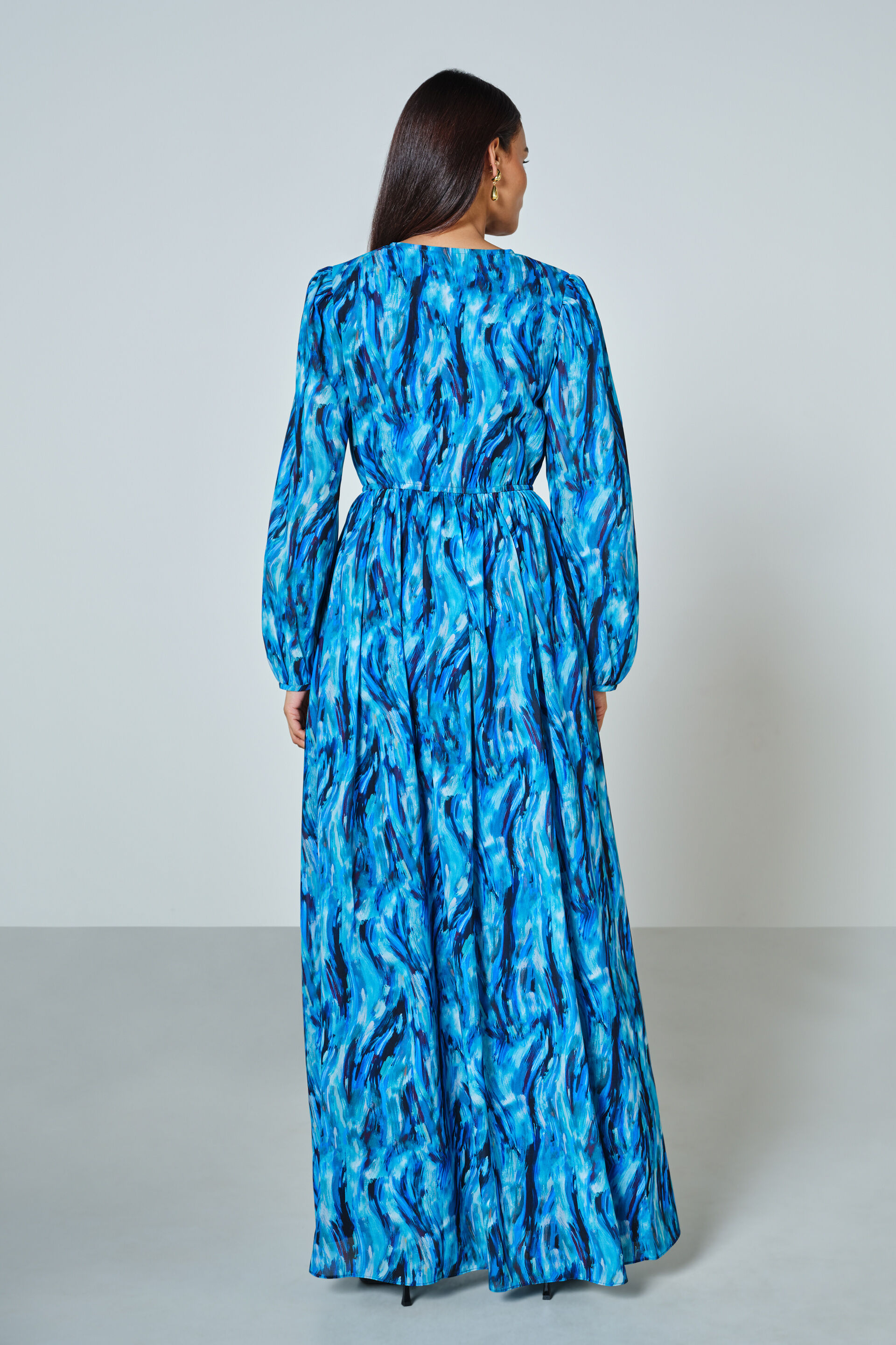 Aqua Printed Dress, Blue, image 5