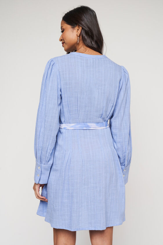Blue Solid Straight Dress, Blue, image 5