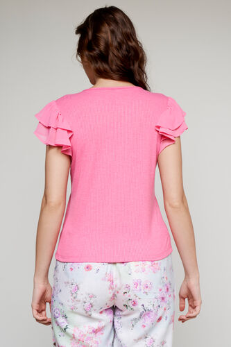 Pink Solid Straight Top, Pink, image 5