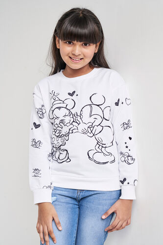 White Graphic Straight Sweatshirt, White, image 3