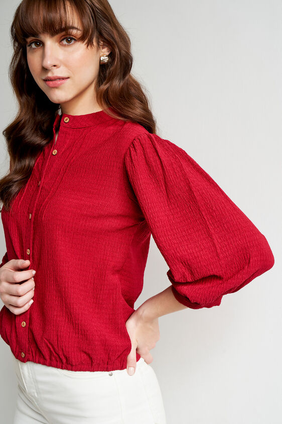 Maroon Solid Straight Top, Maroon, image 4
