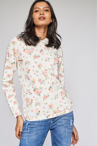 1 - White Floral Sweater Top, image 1
