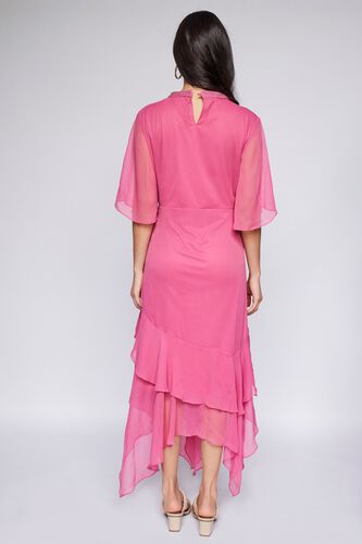 4 - Pink Solid Fit & Flare Dress, image 4