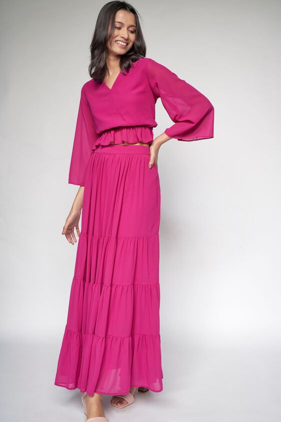 1 - Magenta Solid Fit and Flare Set, image 1