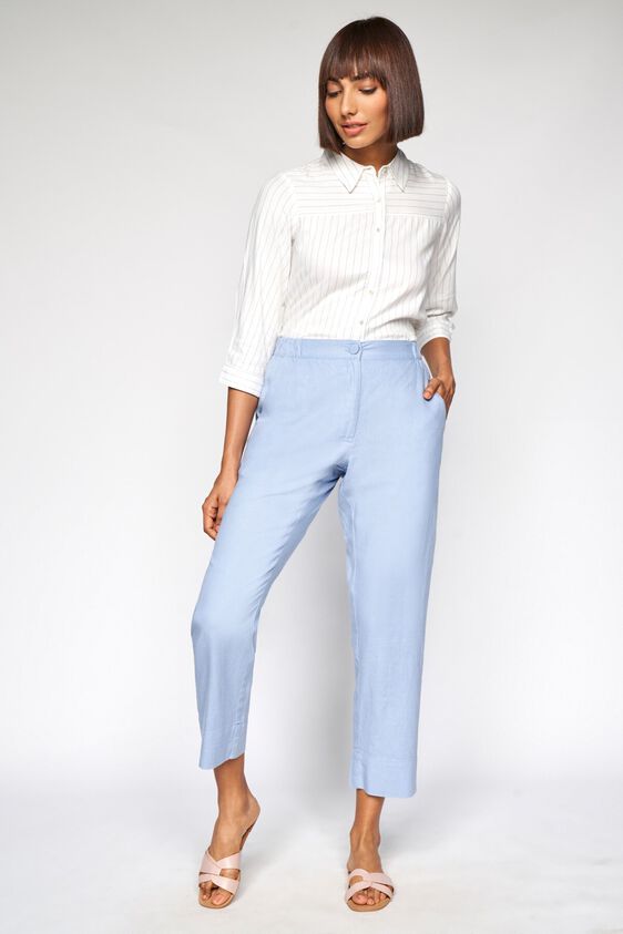 1 - Powder Blue Solid Straight Pants, image 2