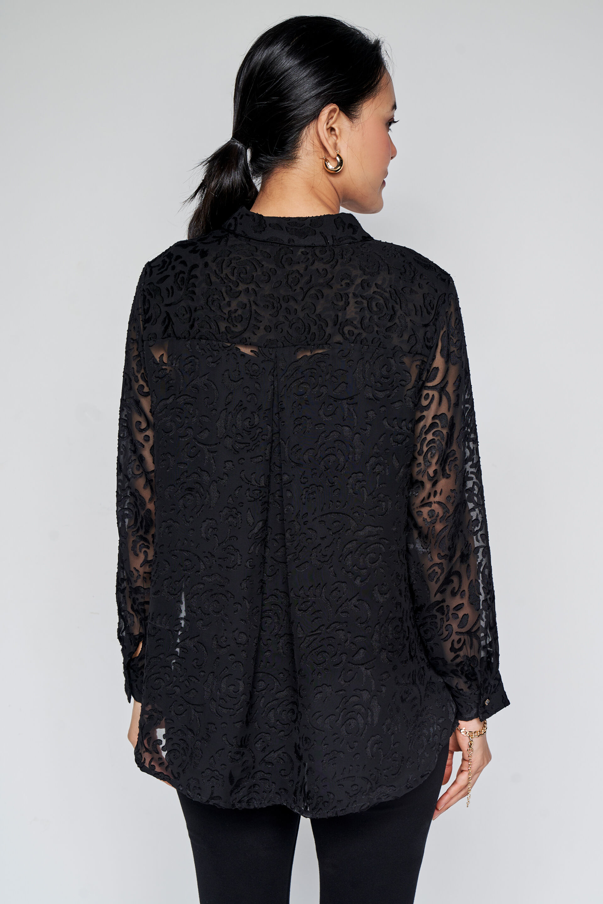 Floral Shadow Top, Black, image 5