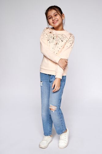2 - Peach Solid Embellished Sweatshirt, image 2