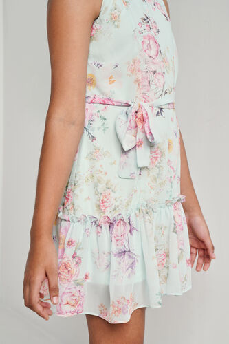 Aqua Floral Flared Dress, Aqua, image 5