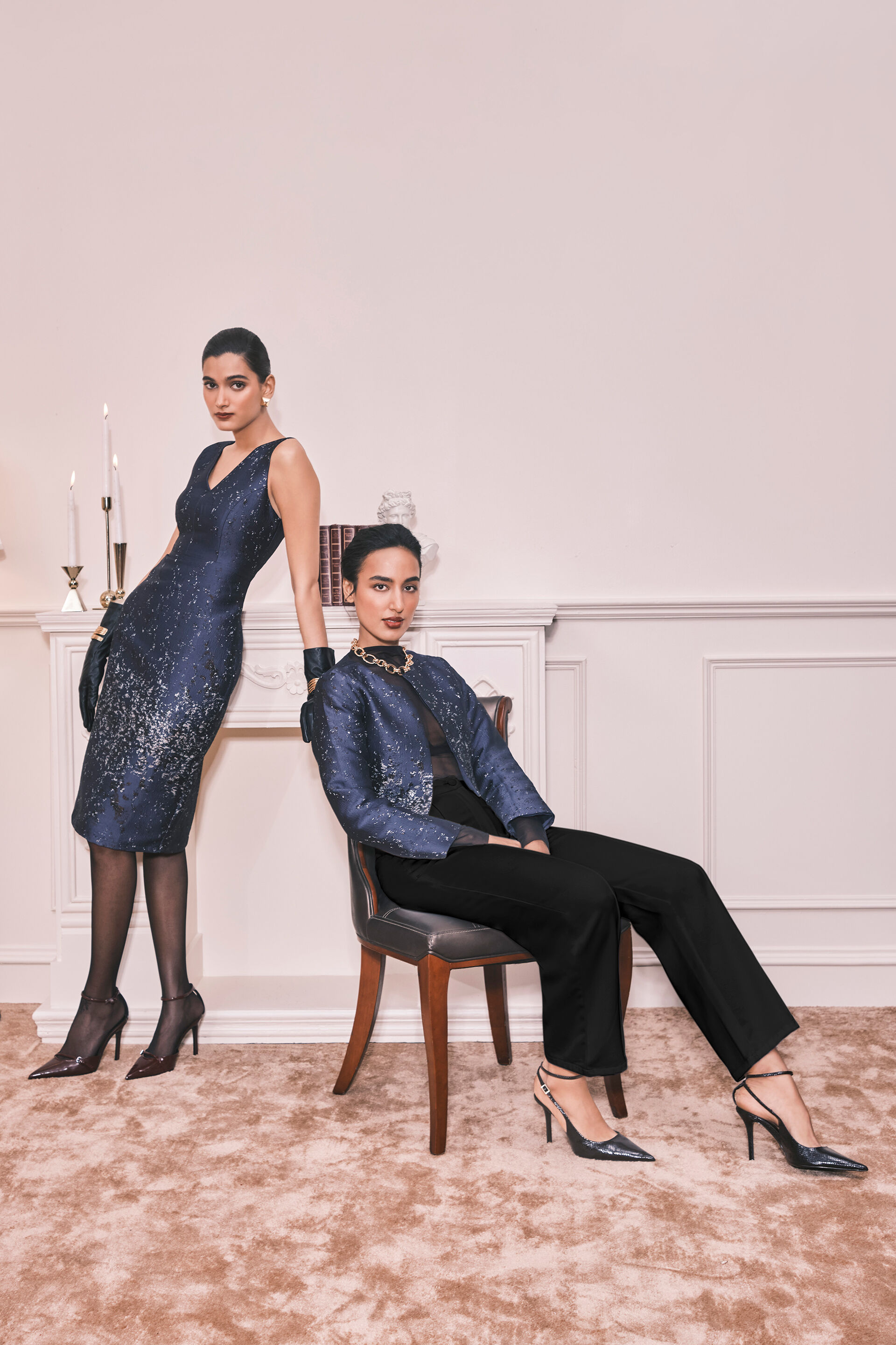 Midnight Sparkle Cropped Jacket, Navy Blue, image 3