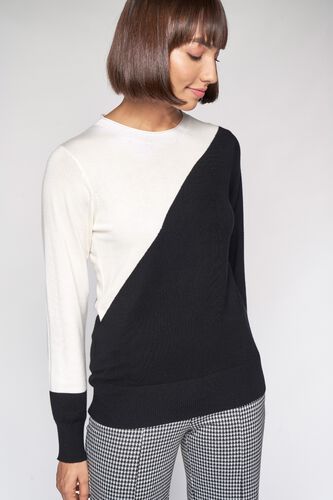 1 - Black and White Colorblocked Sweater Top, image 1