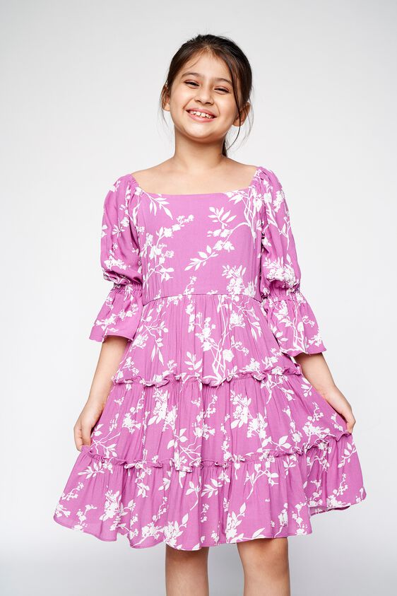 1 - Purple Floral Fit and Flare Dress, image 1