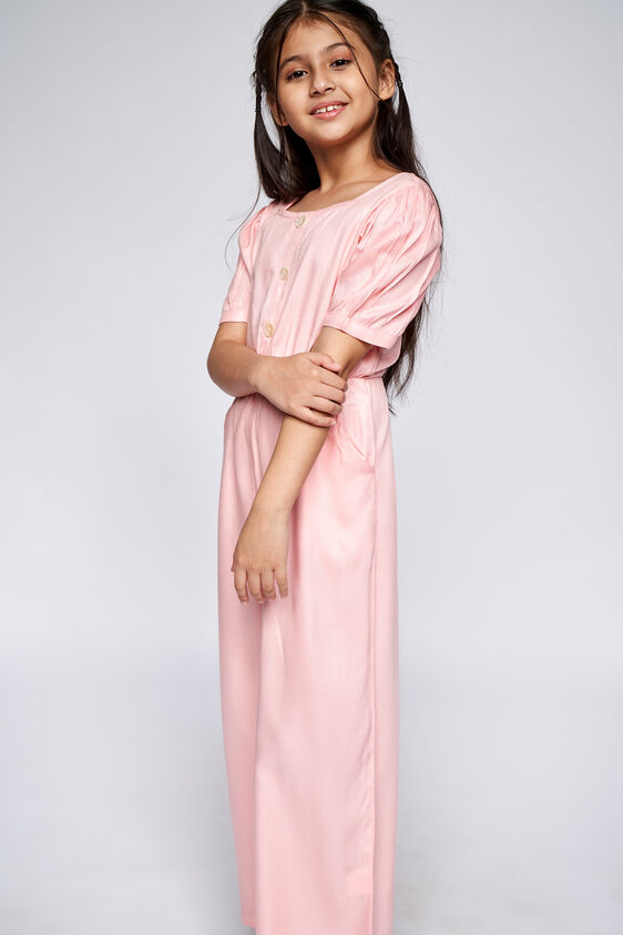 3 - Pink Solid Straight Jumpsuit, image 3