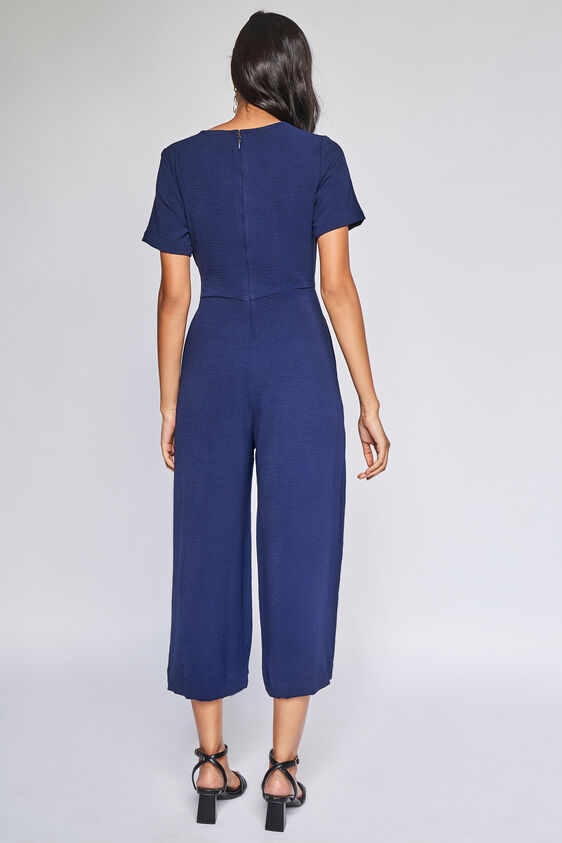 Navy Solid Straight Jumpsuit, Navy Blue, image 4