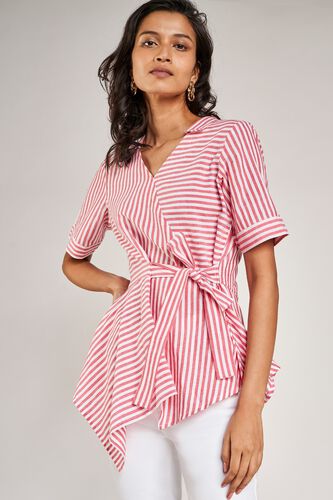 3 - Pink Striped Fit And Flare Top, image 3