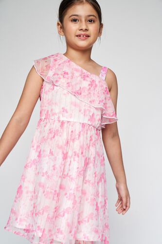 2 - Pink Floral Ruffled Fit and Flare Dress, image 2