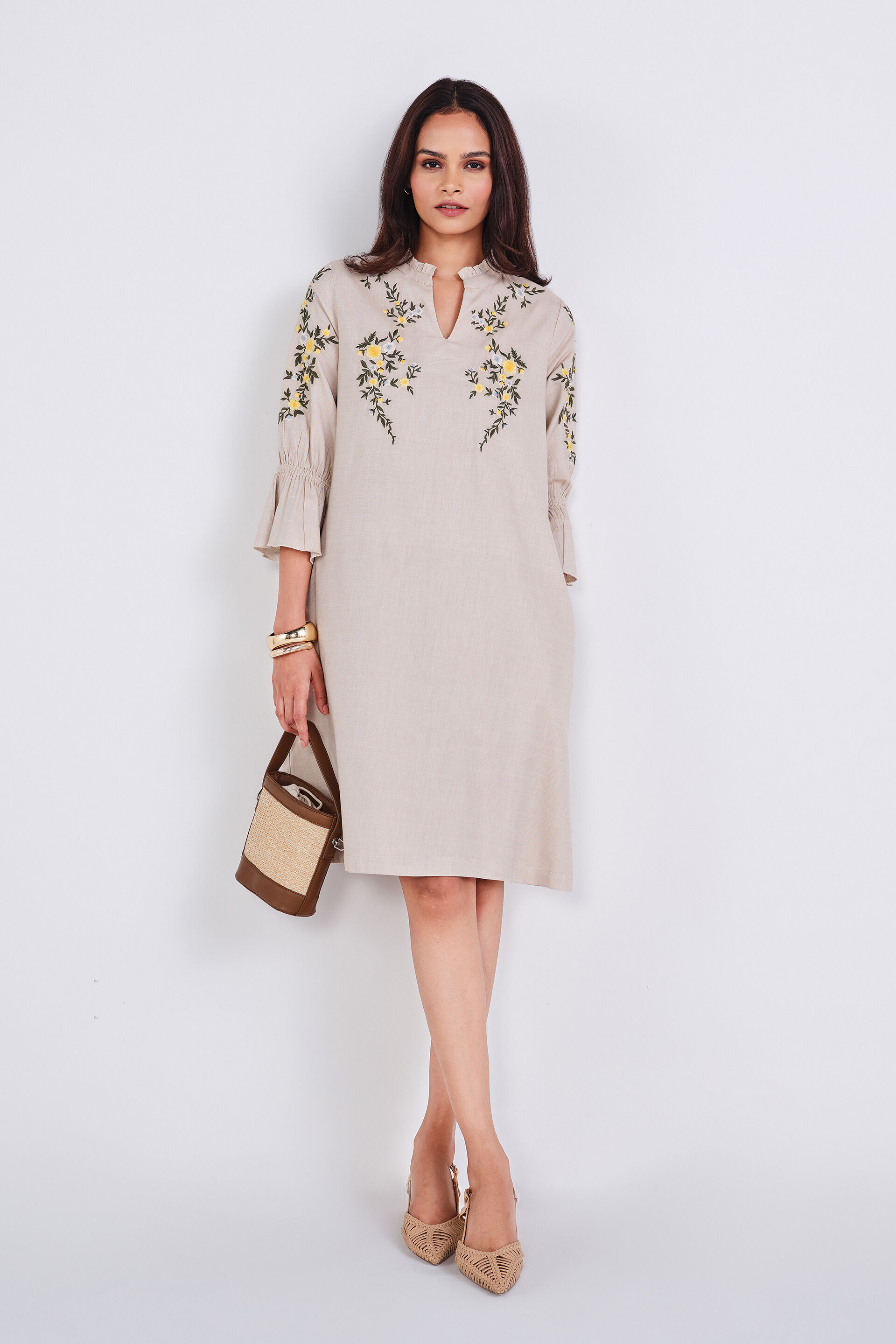 Corva Dress, Beige, image 2