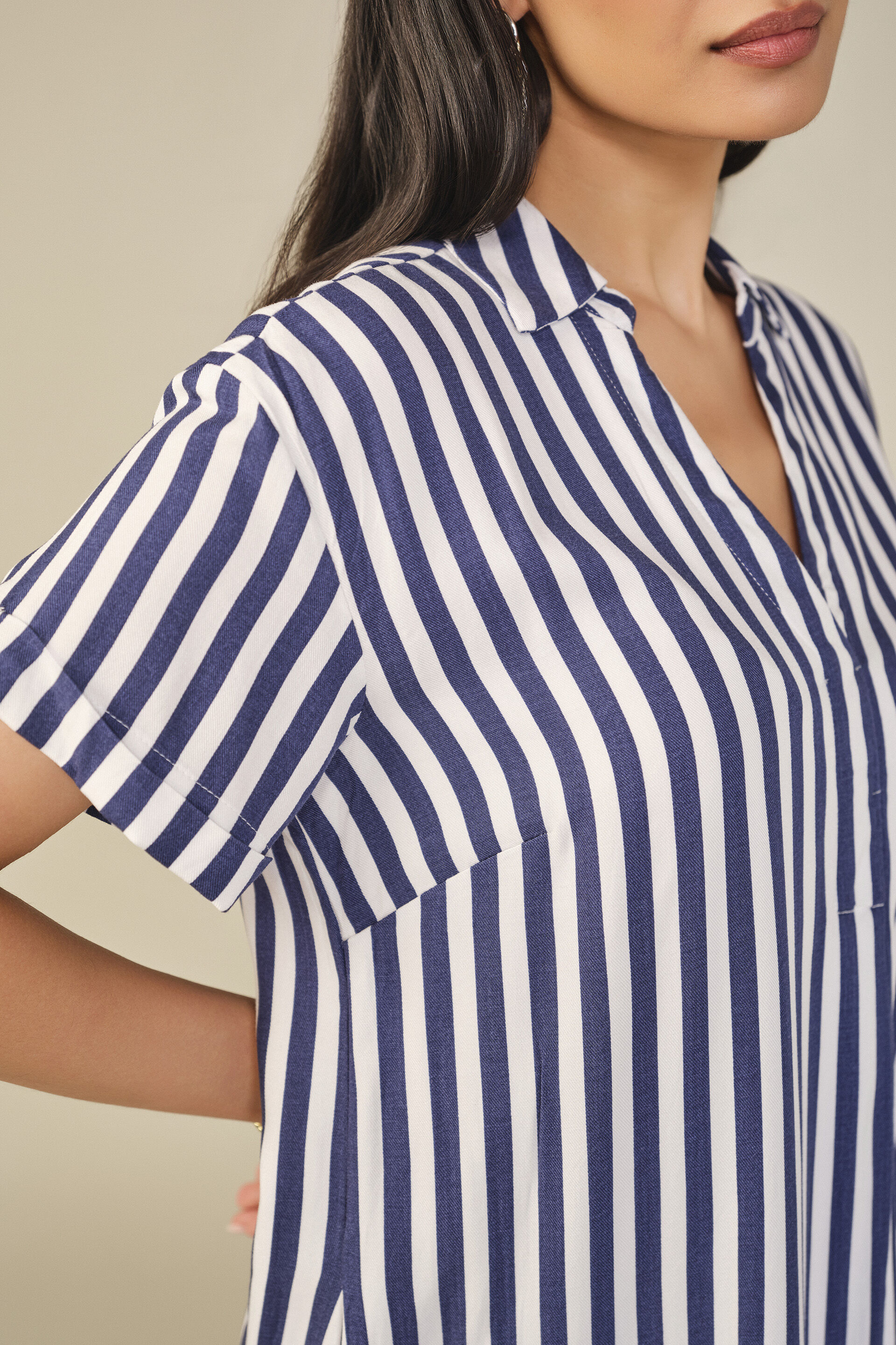 Striped Midi Dress in Navy, Navy, image 2