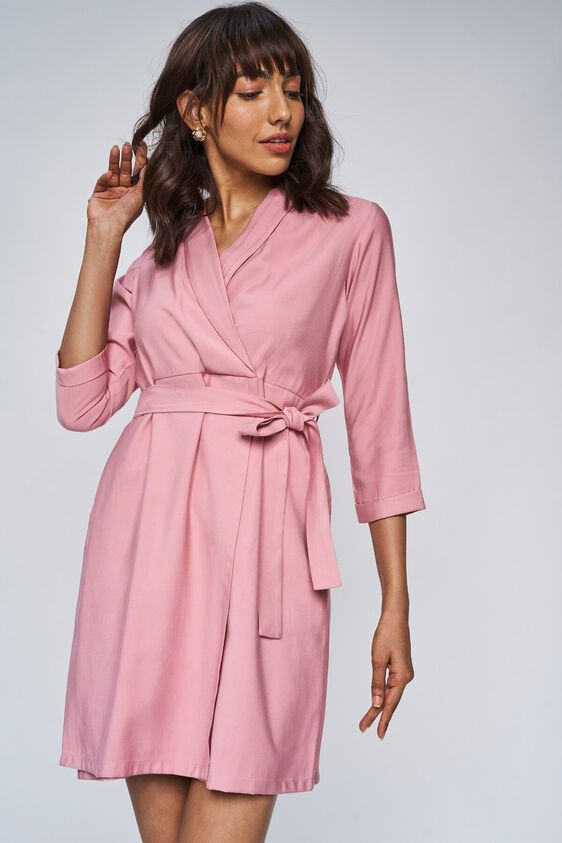1 - Blush Solid Straight Knee Length Dress, image 1