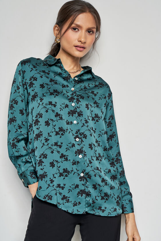 Floral Gypsy Top, Green, image 1