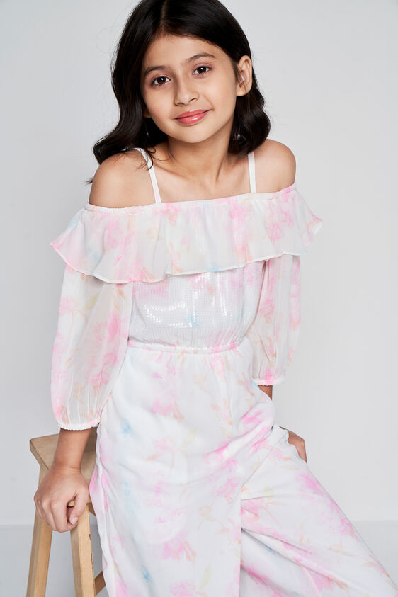 Cream and Pink with Happy-go-lucky Jumpsuit, Cream, image 1