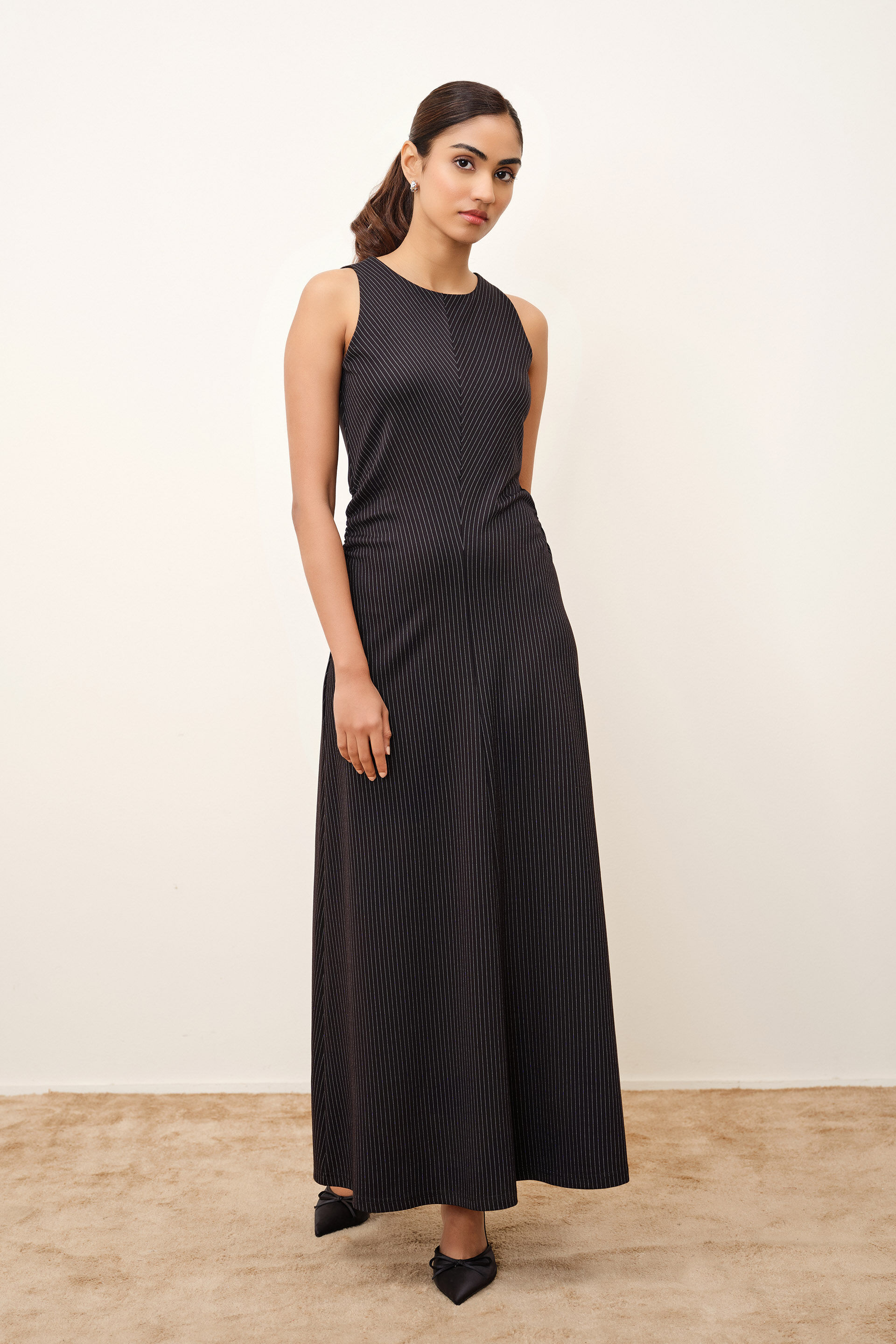 Viola Striped Black Dress, Black, image 2