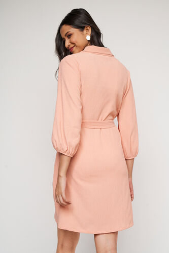 Peach Self Design Straight Dress, Peach, image 6