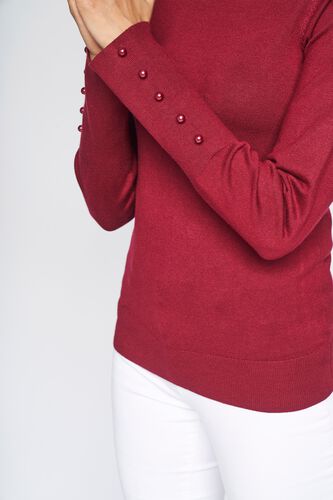 5 - Burgundy Self Design Sweater Top, image 5