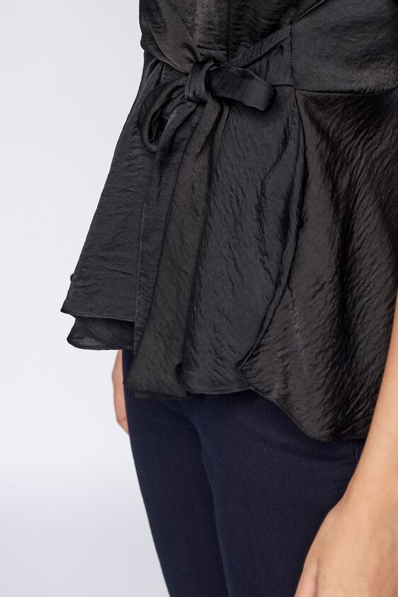 5 - Black Solid Peplum Top, image 5