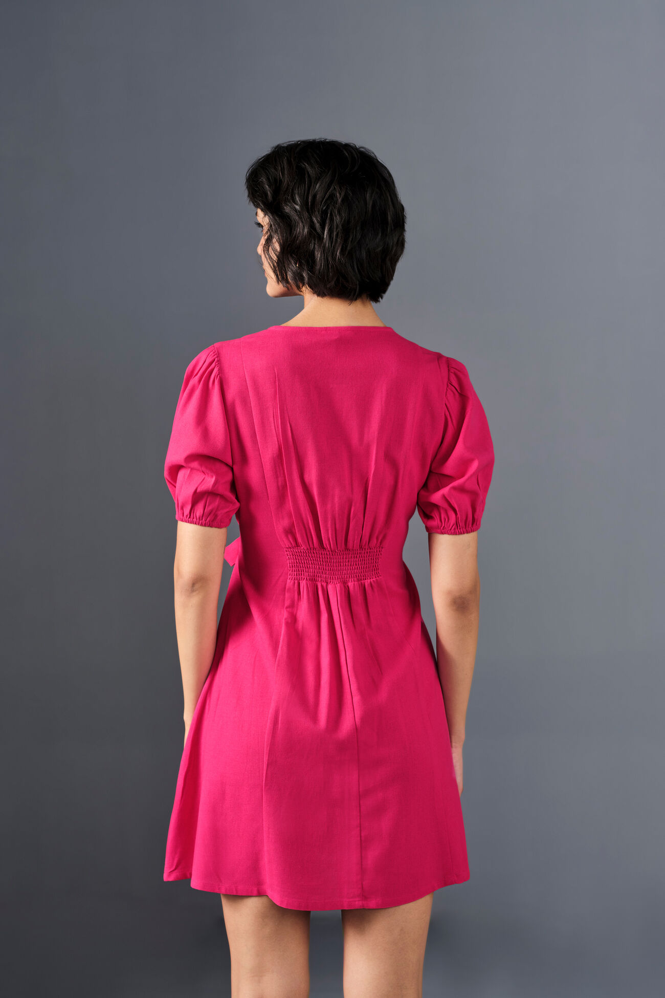 Dahlia Viscose Blend Dress, Dark Pink, image 7