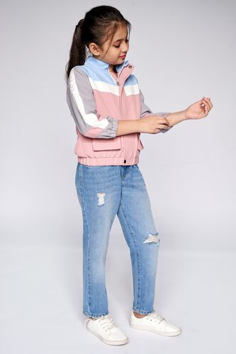 2 - Pink Colour blocked Straight Jacket, image 2
