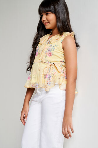 Yellow Floral Peplum Top, Lime Green, image 4