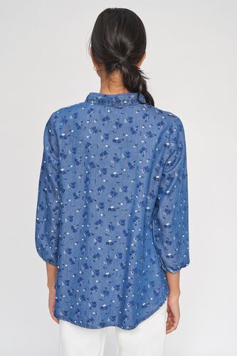 5 - Blue Floral Printed Fit And Flare Top, image 5