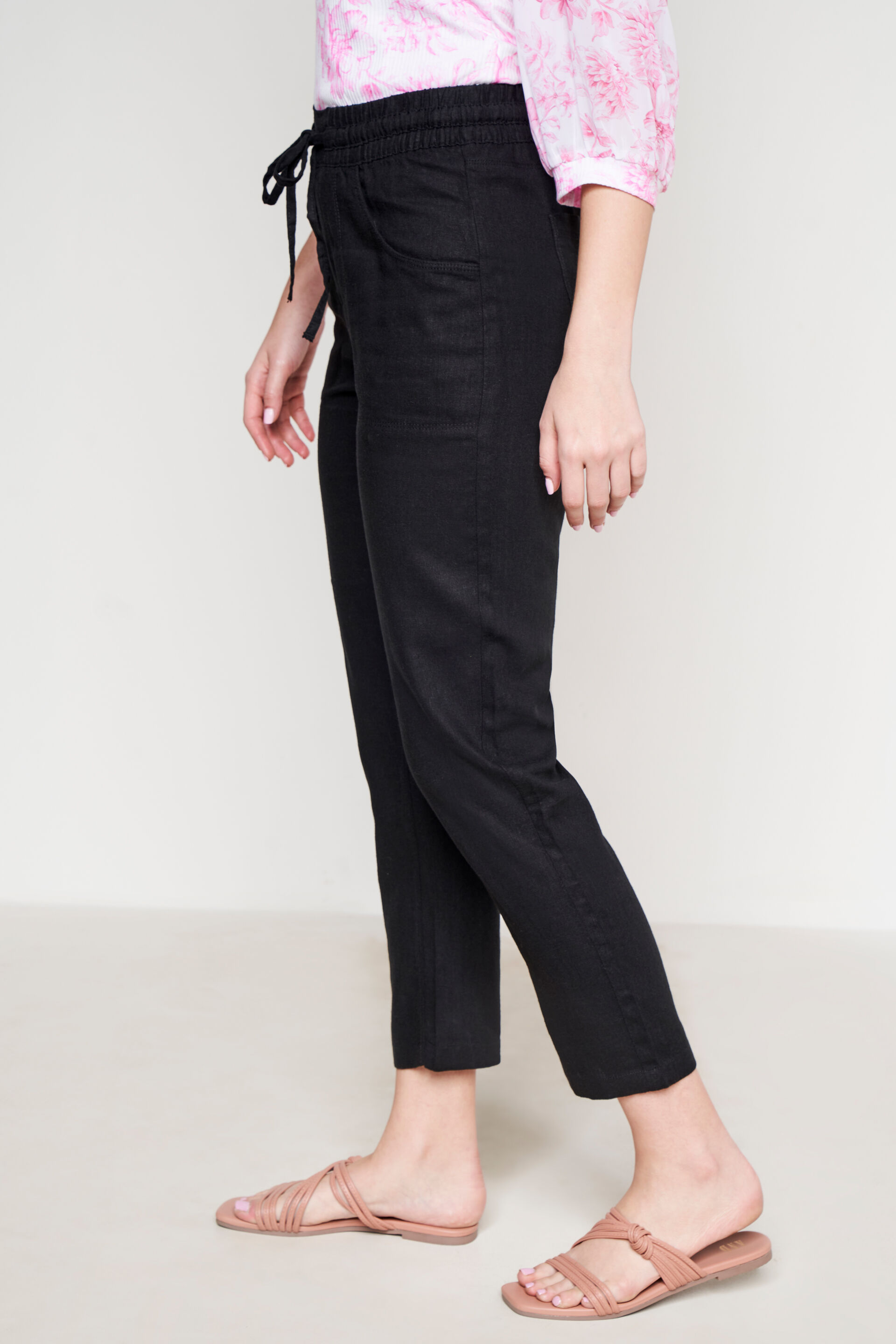Black Linen Trouser, Black, image 4
