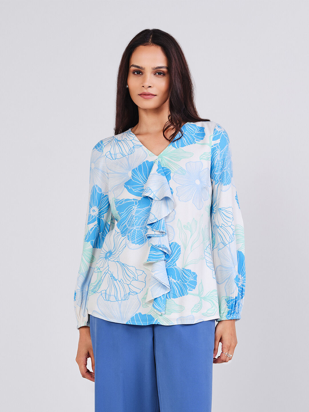 Buy Water Flower Ruffle Top Online for Women from AND India ...