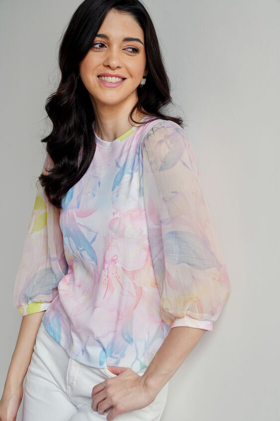 Multi Color Abstract Straight Top, Multi Color, image 3