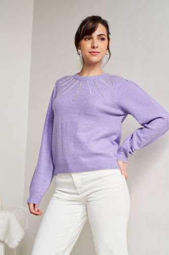 Lilac Self Design Regular Top, Lilac, image 1