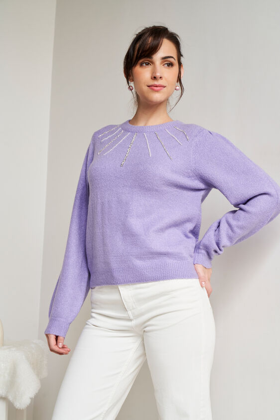 Lilac Self Design Regular Top, Lilac, image 1