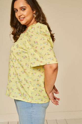 Lime Green Floral Straight Top, Lime Green, image 6