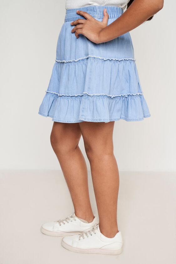 Light Blue Solid Flared Skirt, Light Blue, image 2
