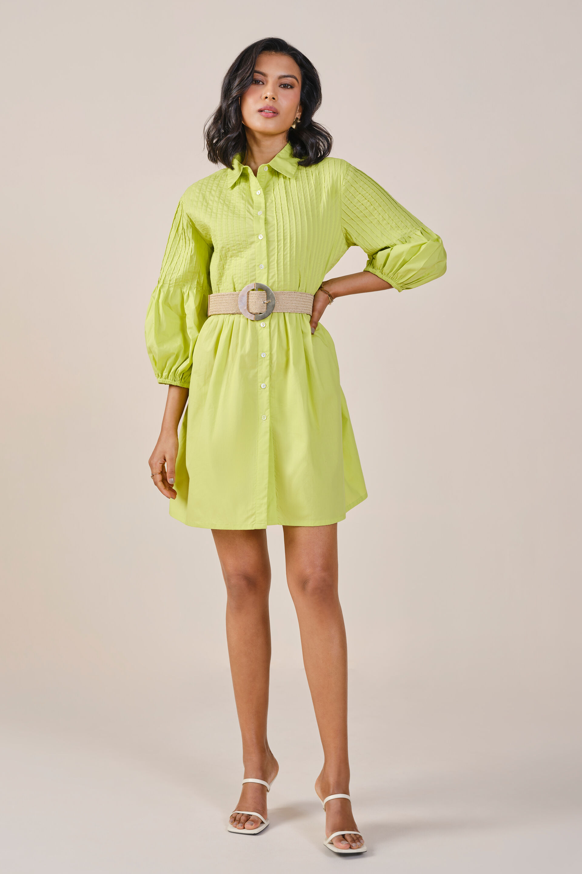 Lime Crush Shirt Dress, Green, image 1