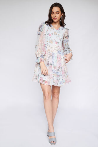 Multi Floral Fit And Flare Dress, Multi Color, image 4