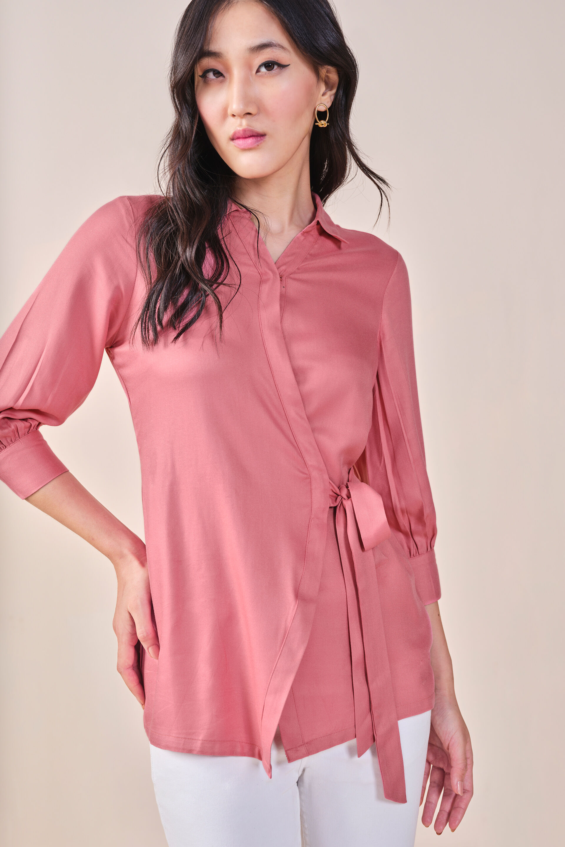 It'S A Wrap Viscose Shirt, Light Pink, image 3