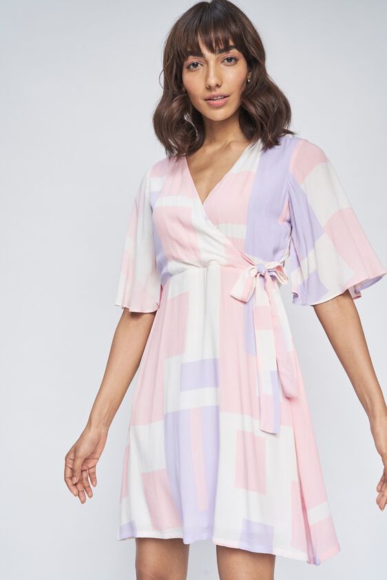 3 - Pink Colorblocked Wrap Dress, image 3