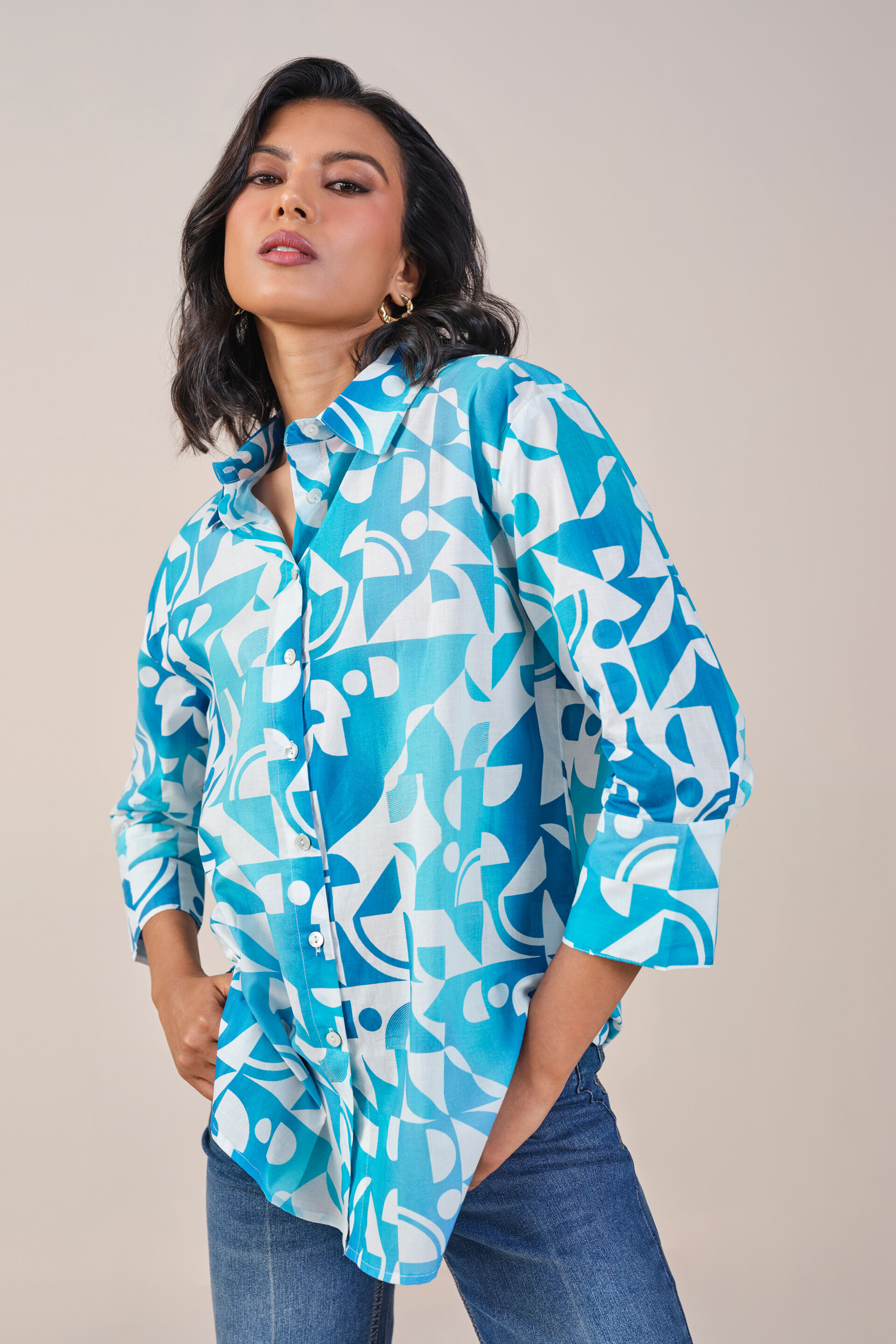 Maze Shirt, Blue, image 1