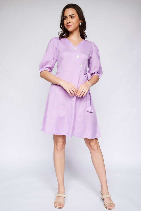 Lilac Flared Tie-Ups Dress, Lilac, image 3