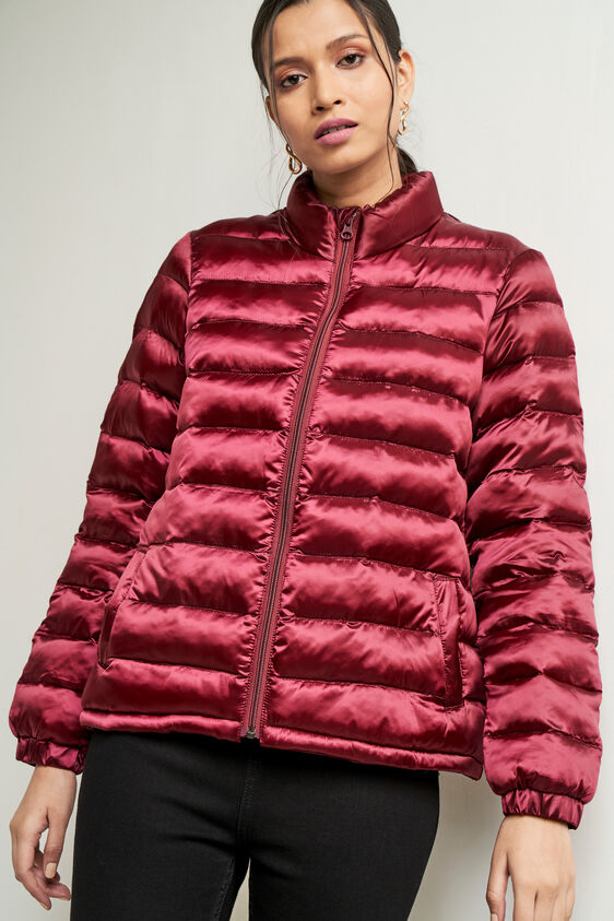 Maroon Self Design Straight Jacket, Maroon, image 6