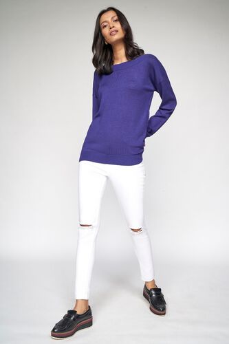 4 - Ink Blue Self Design Sweater Top, image 4