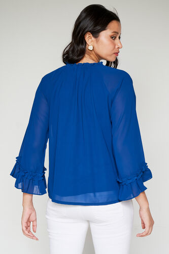 Blue Solid Straight Top, Blue, image 4