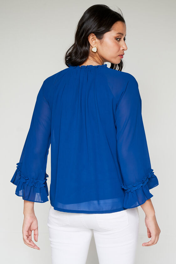 Blue Solid Straight Top, Blue, image 4